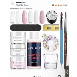 Modelones Acrylic Nail Kit Powder Liquid Nail Forms Tools NEW